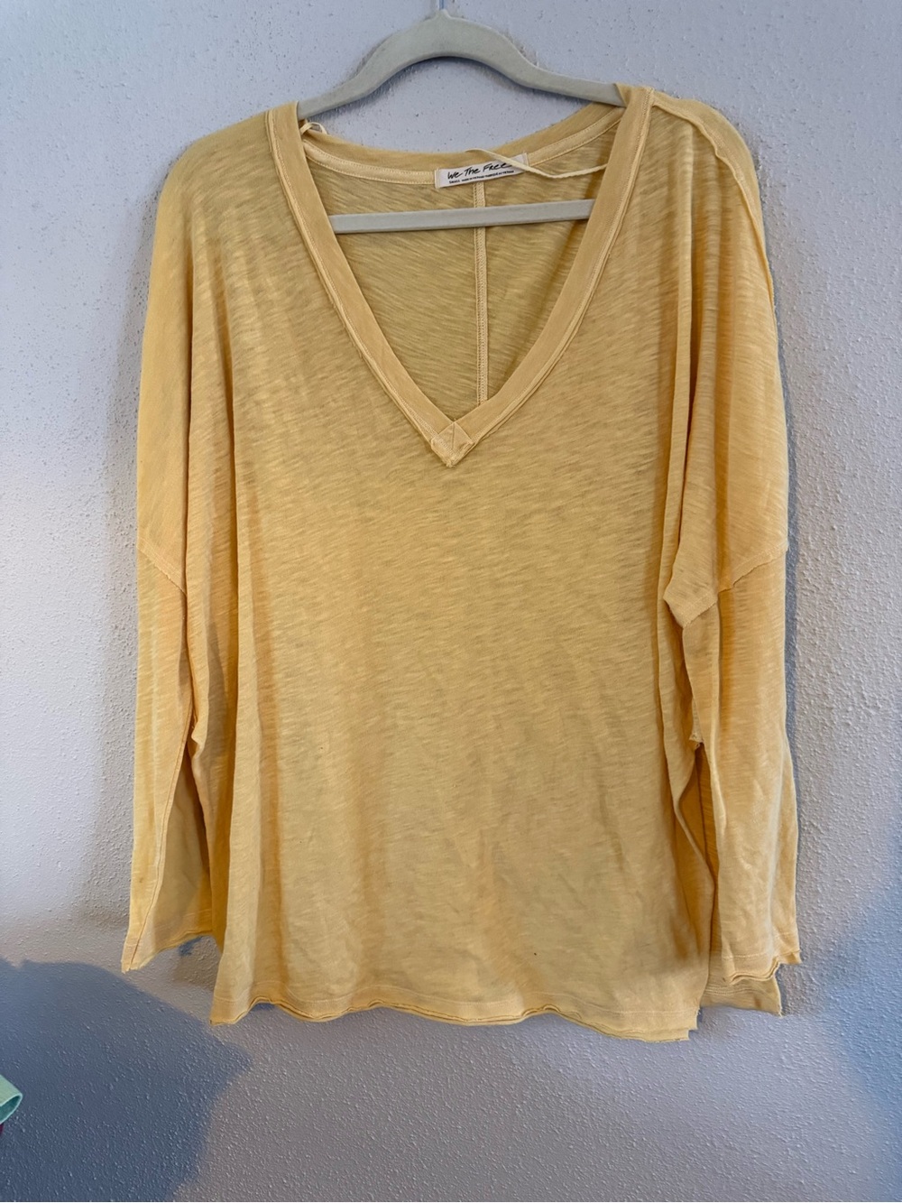 We The Free Lightweight Yellow V-Neck Long Sleeve Top